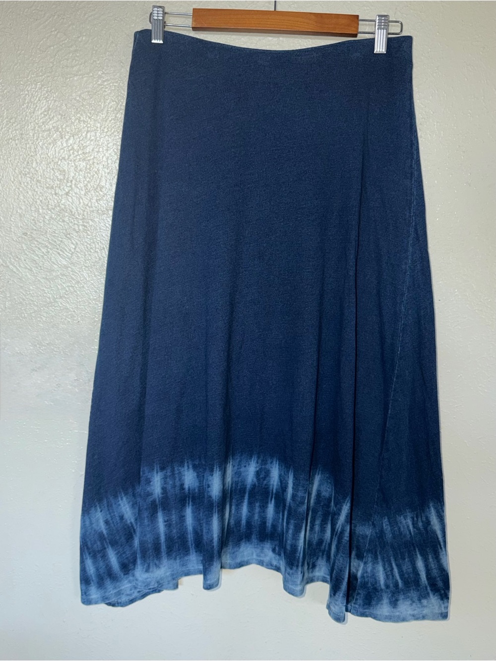 Pure Jill Indigo 100% Cotton Knit Pull On Elastic Waist Blue Tie Dye Skirt Sz S - Picture 3 of 6